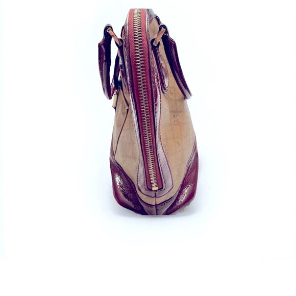 Vintage L.A.M.B. by Gwen Stefani LIPSTICK Satchel Leather Bowler Handbag - Picture 2 of 11